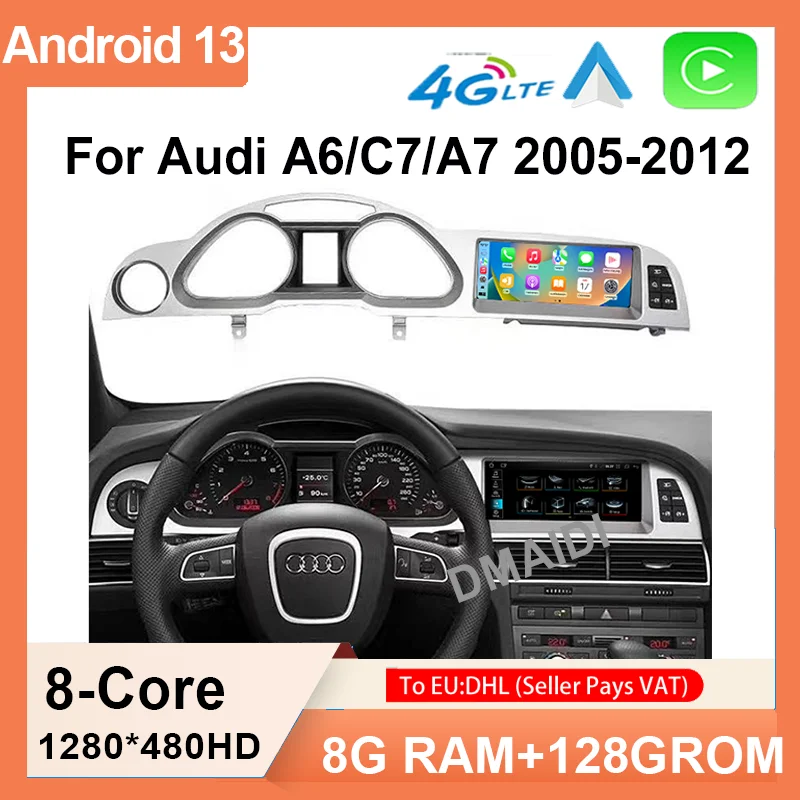 

Android13 автомобильный радиоприемник, мультимедийный плеер, GPS-навигация для Audi A6 C6 A7 2005-2011, заводская цена, 8,8 "8-ядерный стерео видео CarPlay