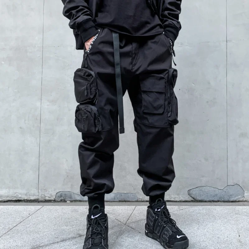 

Брюки-карго Techwear мужские с несколькими карманами, уличные штаны в стиле Харадзюку, панк, хип-хоп, с ленточным поясом, джоггеры, осень 2022