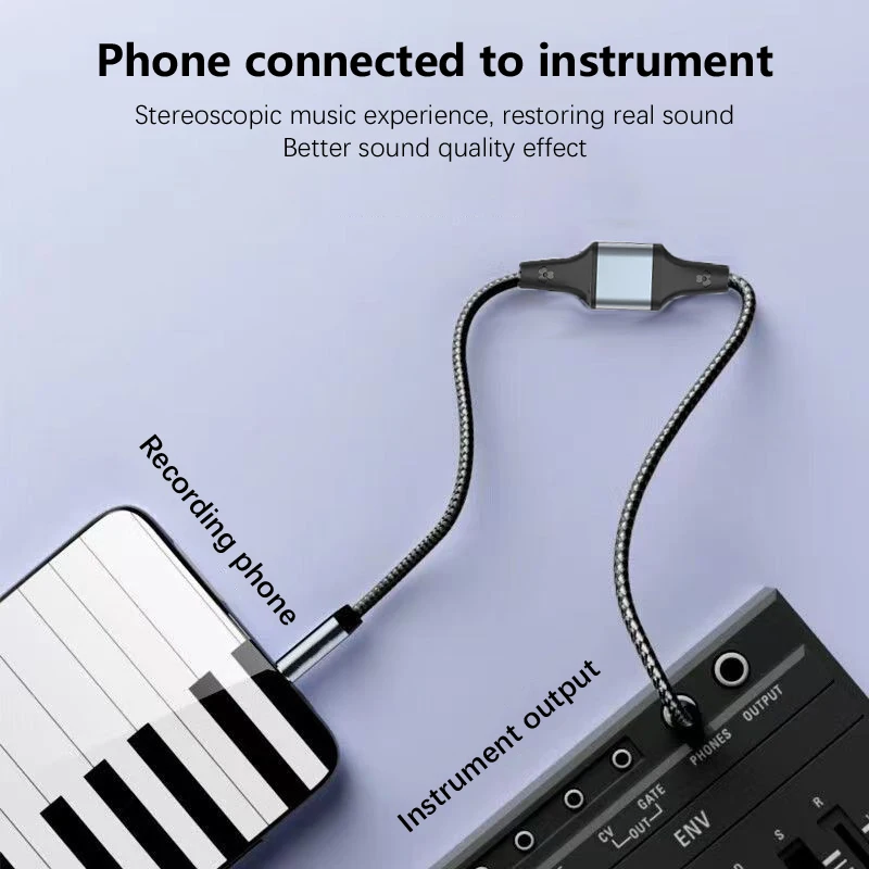 

Bidirectional Recording Cable Dual 3.5mm Gold-Plated Plug Nylon Braided Thread For Connect To Musical Instrument Computer