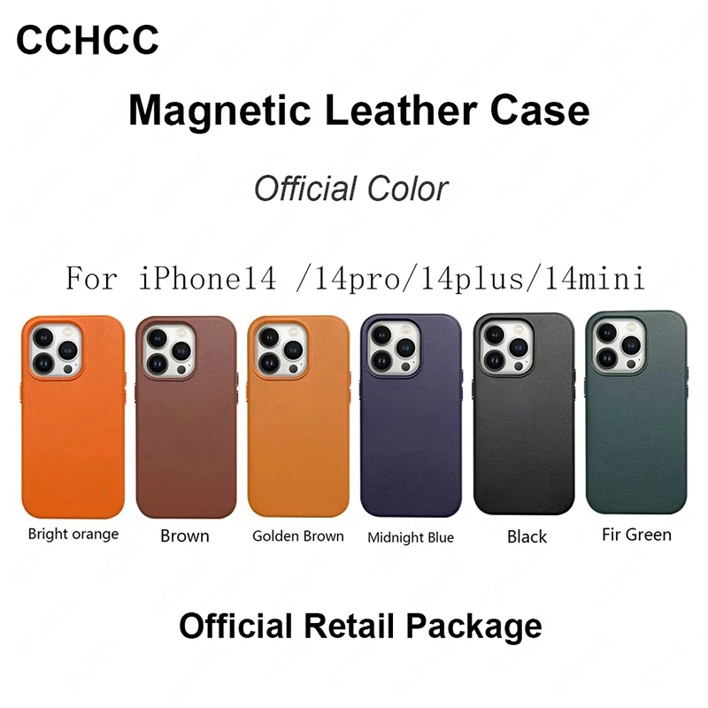 

For Apple iPhone 14 Pro Max 14Max 13Pro Mini Phone Back Case Anti-knock PU Classic Leather For MagSafe Wireless Charging Magnet