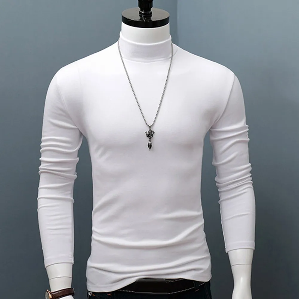 

Мужское зимнее термобелье, топ, пуловер, Топ с длинным рукавом, теплая нижняя одежда с ложным воротником, базовая простая футболка, блузка