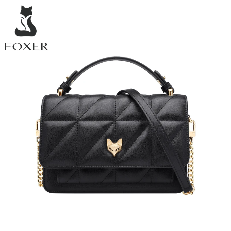 

FOXER Women Casual Split Leather Shoulder Crossbody Bag Female Stylish Flap Messenger Bag Lady Irregular Classical Small Handbag