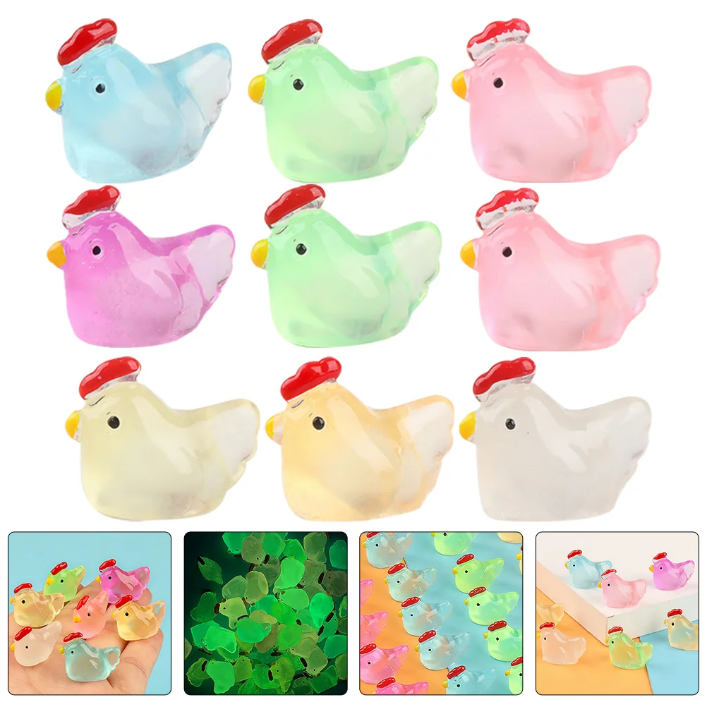 

20 Pcs Micro Landscape Ornament Mini Resin Animals Bulk Tiny Figurines Critters Glass Figures Small Chicken Toys Office