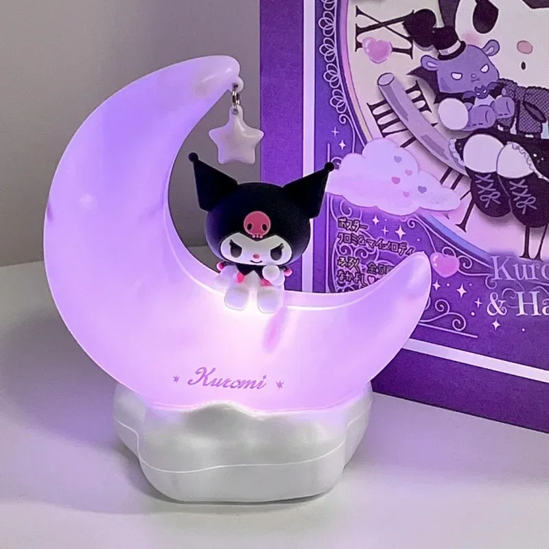 

Sanrio Moon LED Light Anime Kuromi Cinnamonroll Kawaii Accessories Ornament Beauty Bedroom Night Light Bedside Lamp Decoration