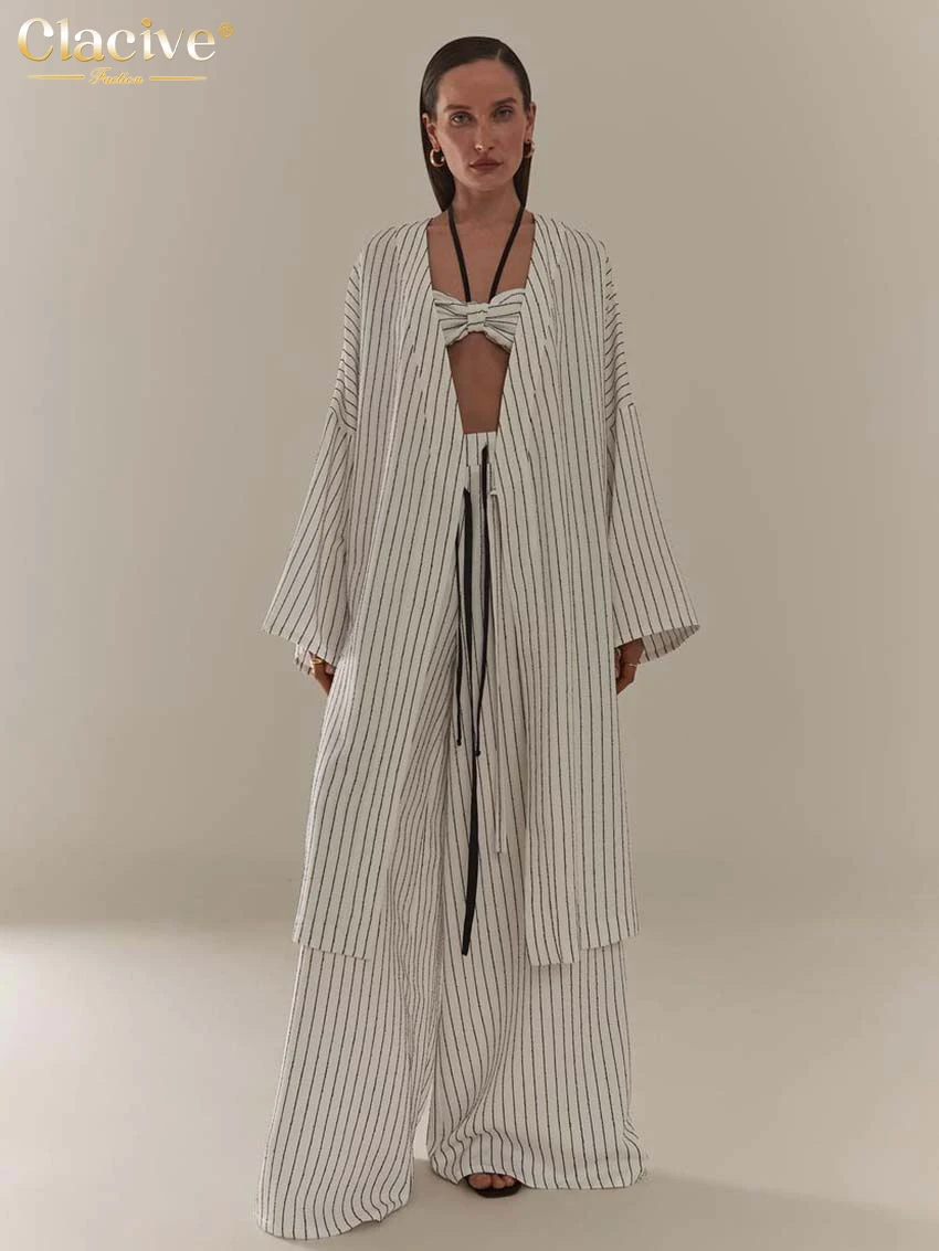 Clacive Fashion Loose Print Pants Sets For Women 3 Pieces Elegant Long Sleeve Lace-Up Robes + Halter Top With Wide Trouser Suits
Clacive Fashion Loose Print Pants Sets For Women 3 Pieces Elegant Long Sleeve Lace-Up Robes + Halter Top With Wide Trouser Suits