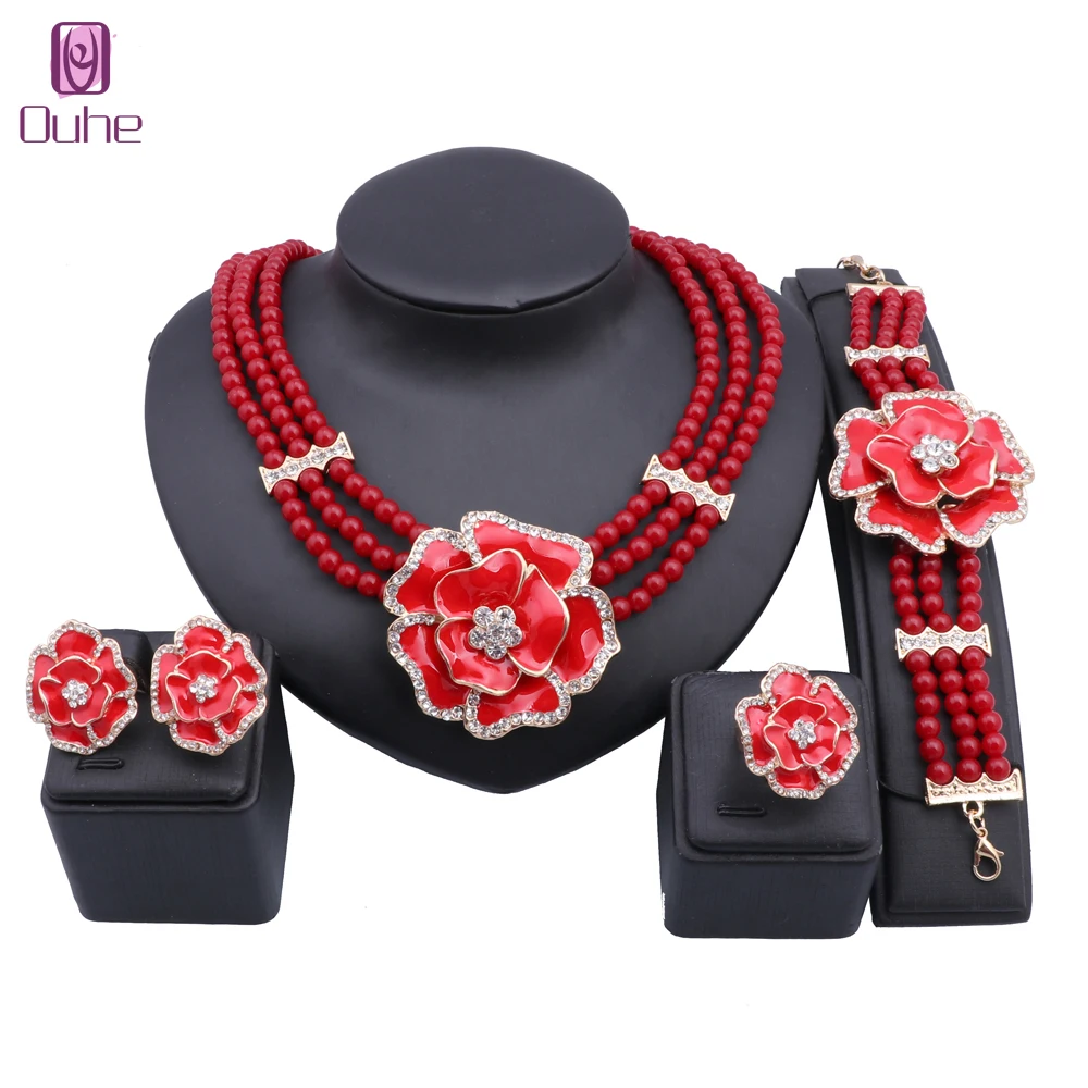 Women Dubai Gold Color Crystal Imitation Pearl African Beads Necklace Bracelet Earring Ring Saudi Jewelry Set Party Bridal
Women Dubai Gold Color Crystal Imitation Pearl African Beads Necklace Bracelet Earring Ring Saudi Jewelry Set Party Bridal