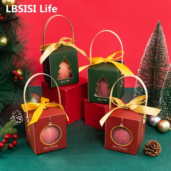LBSISI Life-새해 선물 상자 투명 창 캔디 애플 포장 어린이용, 크리스마스 파티 장식, 성탄절 파티 장식, 10 피스