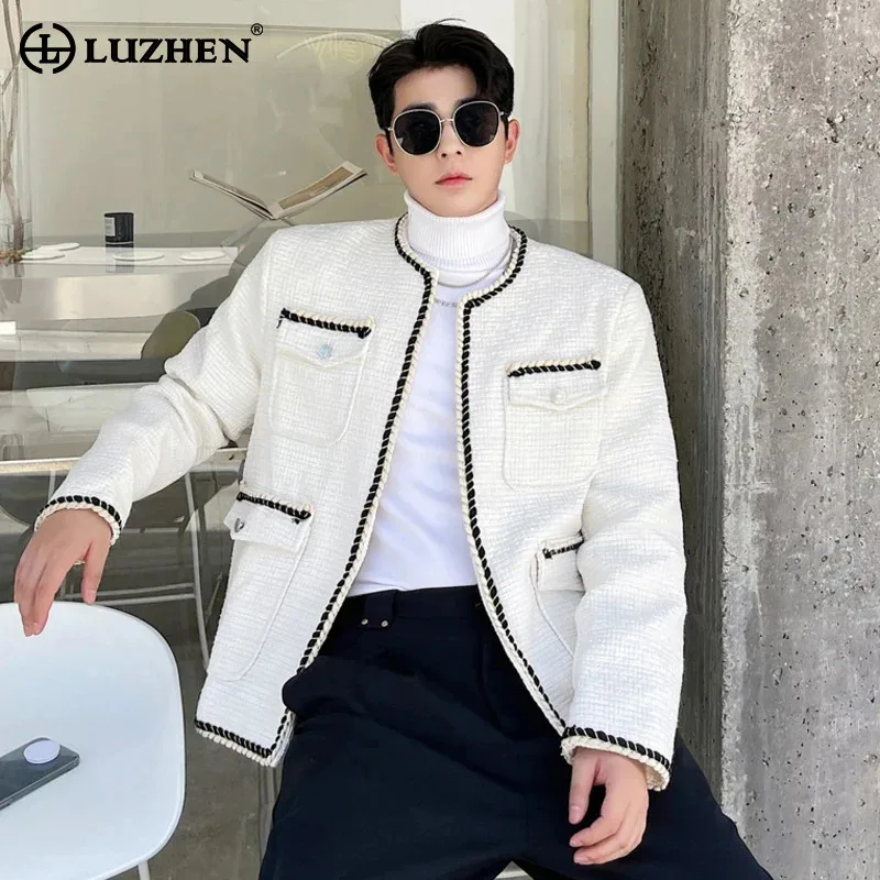 

LUZHEN Trendy Handsome Casual Splicing 2024 New Contrast Color Design Jacket Men's Elegant High Quality Fashion Male Coat LZ3059