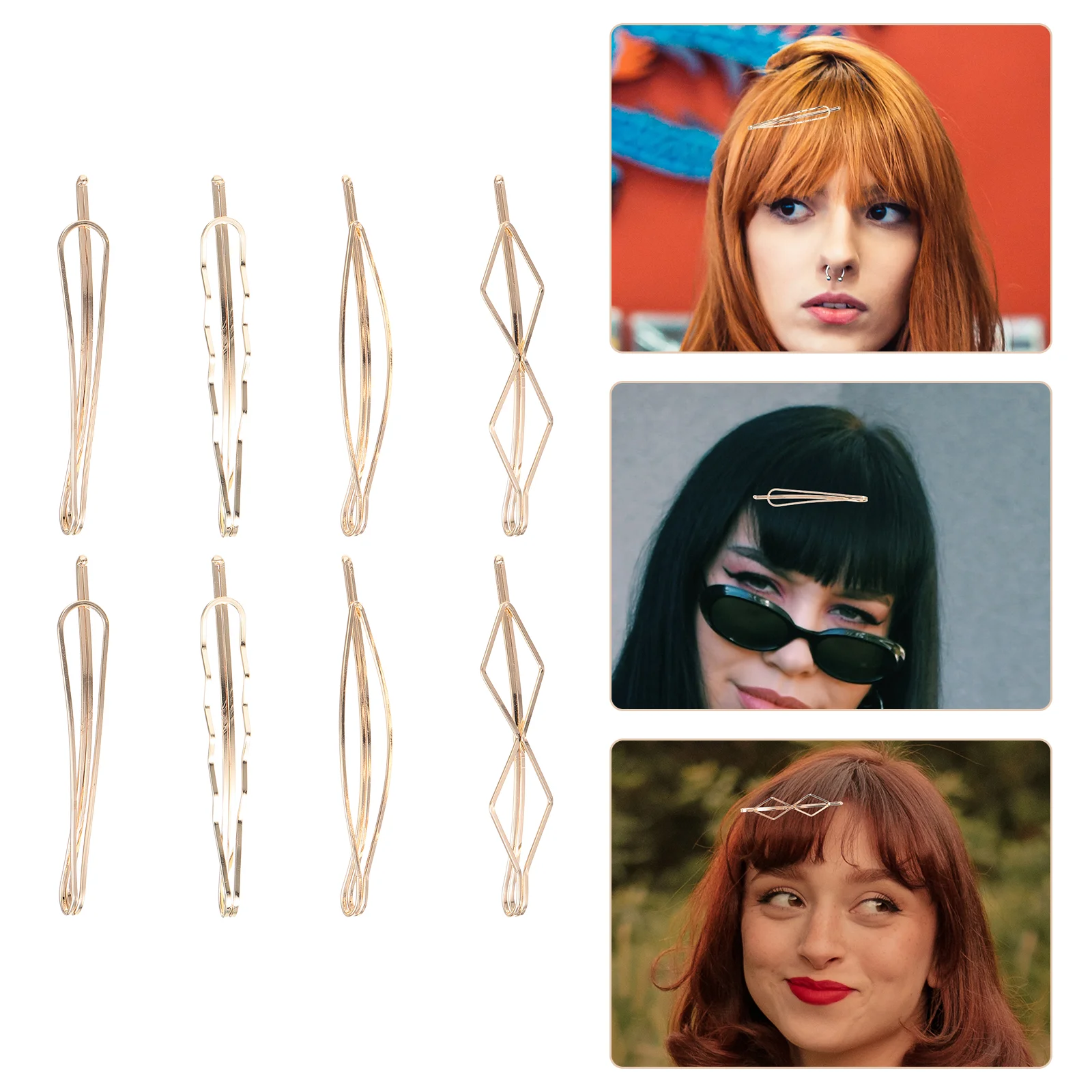 

8 Pcs Clip Tiara Geometric Hairpin Accessories Hollow Bobby Metal Headdress Barrette Clips