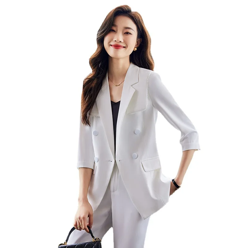 Модный комплект из двух предметов, Блейзер, пальто, брюки до щиколотки, женский весенний элегантный костюм, новинка 2023, повседневная одежда в Корейском стиле с рукавом три четверти
Модный комплект из двух предметов, Блейзер, пальто, брюки до щиколотки, женский весенний элегантный костюм, новинка 2023, повседневная одежда в Корейском стиле с рукавом три четверти