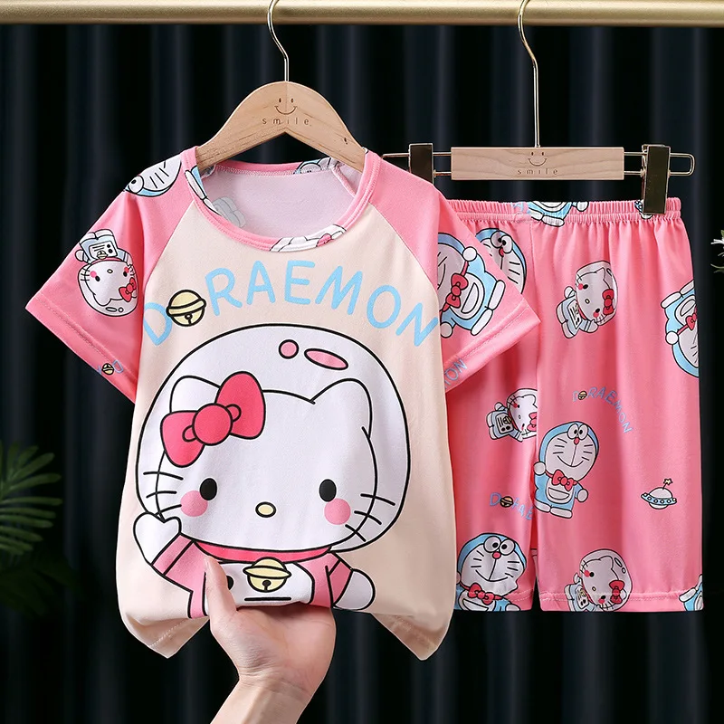 New Summer Children Pajamas Hellokitty Home Clothing Underwear Set T-shirt Kids Boys Girls Two-piece Clothes Set Gift
New Summer Children Pajamas Hellokitty Home Clothing Underwear Set T-shirt Kids Boys Girls Two-piece Clothes Set Gift