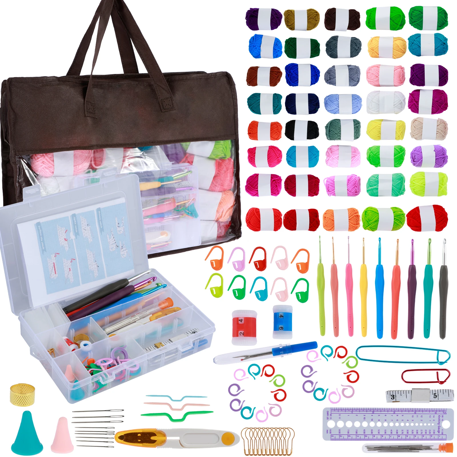 113Pcs Crochet Hook Kit Portable Crochet Yarn Set 40 Color 4000 Yards Yarn Balls Complete Crochet Starter Kit DIY Crochet
113Pcs Crochet Hook Kit Portable Crochet Yarn Set 40 Color 4000 Yards Yarn Balls Complete Crochet Starter Kit DIY Crochet