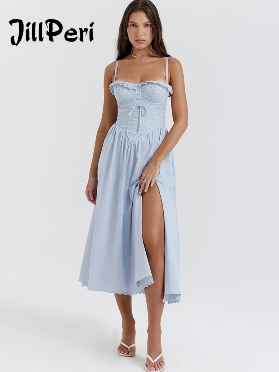 JillPeri Blue Broderie Anglais Midi Dress Women Split Drawstring Sexy Beach Wear Daily Outfits Long Summer Dress
JillPeri Blue Broderie Anglais Midi Dress Women Split Drawstring Sexy Beach Wear Daily Outfits Long Summer Dress