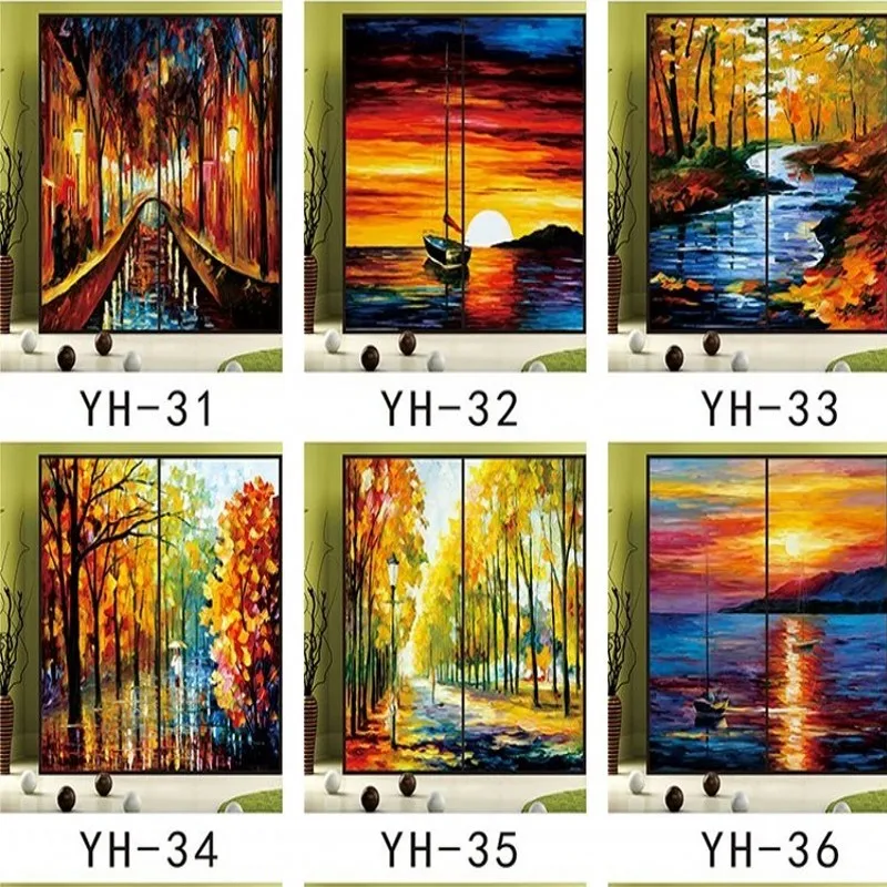 

Custom Size Static Cling Window Film Landscape Architectural Painting without gule window glass film opaque