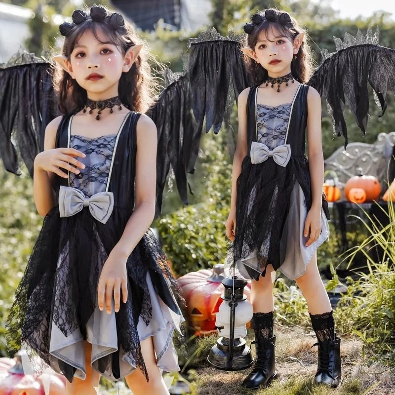 Children's Vampire Gothic Black Angel Elf Dress Cos Dress Girls' Performance Dress Children's Halloween Clothing 
Children's Vampire Gothic Black Angel Elf Dress Cos Dress Girls' Performance Dress Children's Halloween Clothing