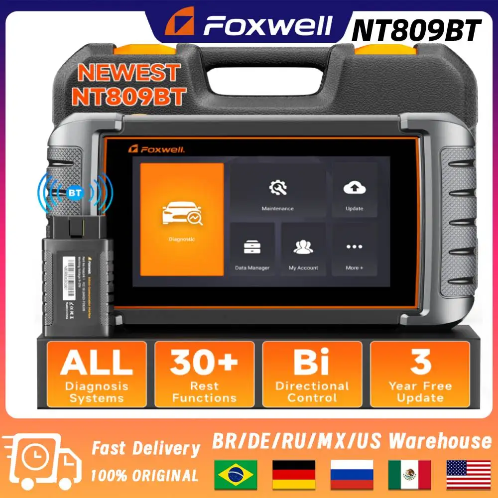 FOXWELL NT809BT OBD2 Automotive Scanner Bluetooth All Systems Bi-Directional Test A/F 30+ Reset Code Reader OBD2 Diagnostic Tool
FOXWELL NT809BT OBD2 Automotive Scanner Bluetooth All Systems Bi-Directional Test A/F 30+ Reset Code Reader OBD2 Diagnostic Tool