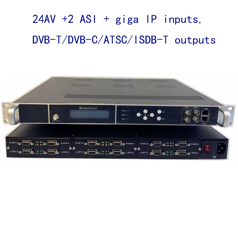 

24 AV/CVBS to DVB-T/C/ATSC/ISDB-T encoder modulator ,Support Logo, Caption and
