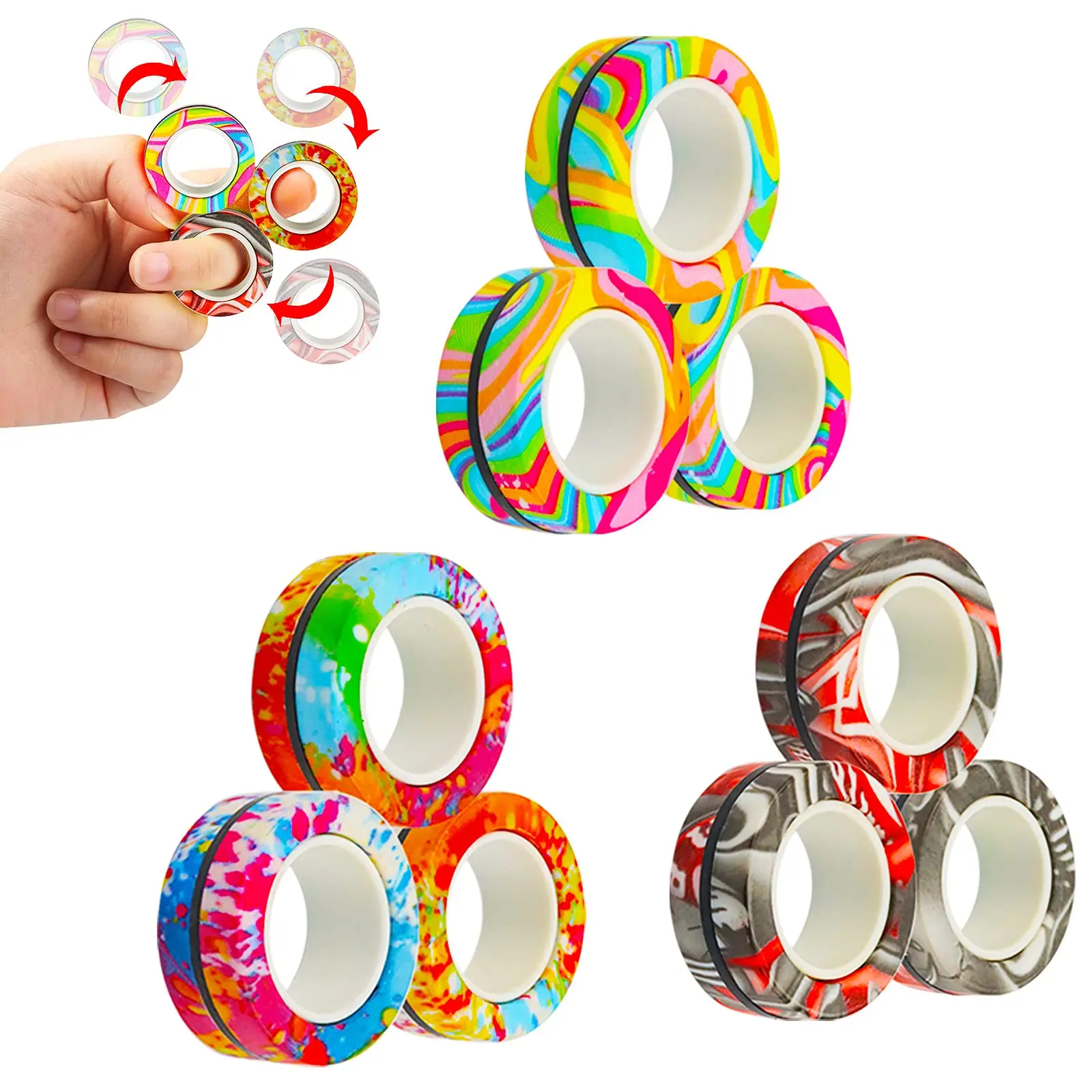 New 3pcs/pack Finger Magnetic Rings Colorful Fidget Toy Set Adult Magnets Spinner Ring for Relieve Stress Anxiety Relief Therapy 
New 3pcs/pack Finger Magnetic Rings Colorful Fidget Toy Set Adult Magnets Spinner Ring for Relieve Stress Anxiety Relief Therapy