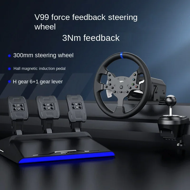 

V99 Force Feedback Racing Game Aiming Wheel 900 Degree Car Simulator Driving PS4 Learning Car