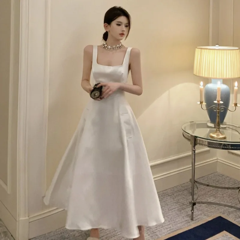 Модное белое платье в стиле Хепберн Harajpoo на бретелях для ежегодных собраний, длинное платье из французского атласа с длинной талией для дня рождения, длинные платья
Модное белое платье в стиле Хепберн Harajpoo на бретелях для ежегодных собраний, длинное платье из французского атласа с длинной талией для дня рождения, длинные платья