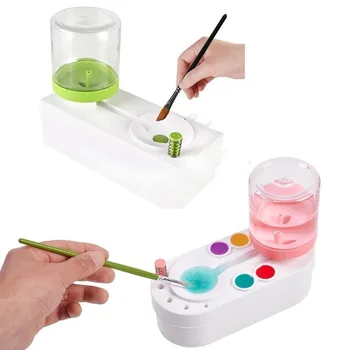 Oval Multi-function Pen Wash Tool Automatic Water Change Small Toilet Type Washer Art Raw Watercolor Paint Cleaning Bucket