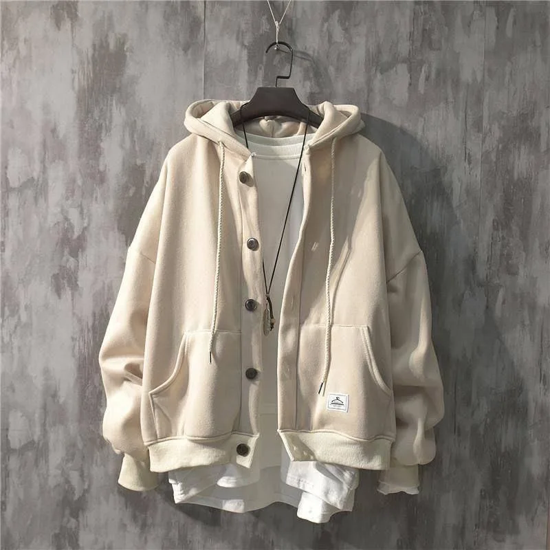 Coat Men's Jacket New Loose Fleece-lined Cardigan Sweater Male Student Hooded All-match Casual Fashion
Coat Men's Jacket New Loose Fleece-lined Cardigan Sweater Male Student Hooded All-match Casual Fashion