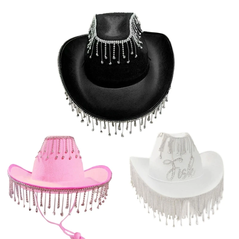 Q1FA Rhinestones Cowboy Hat for Girls Rhinestones Tassel Shiny Rave Cowgirl Hat Birthday Party Hat Costume Accessory
Q1FA Rhinestones Cowboy Hat for Girls Rhinestones Tassel Shiny Rave Cowgirl Hat Birthday Party Hat Costume Accessory
