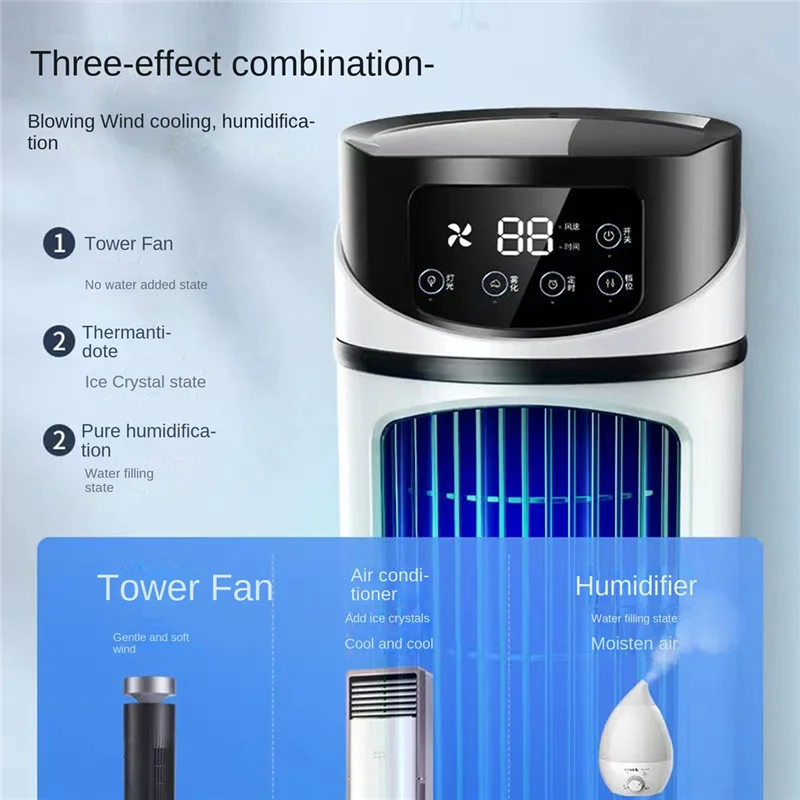 

Portable Air Conditioner Home Mini Air Cooler Portable Air Conditioner for Office 6 Gears Wind Black White