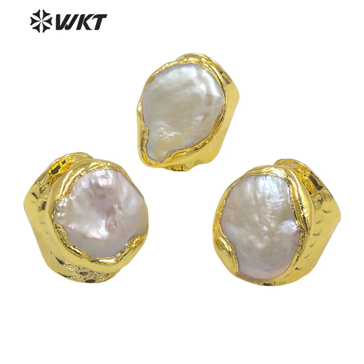 

WT-MPR063 Newest Gorgeous Europe Royal Style Round Coin Pearl Ring For Wedding Unique Freshwater Pearl Cocktail for Party