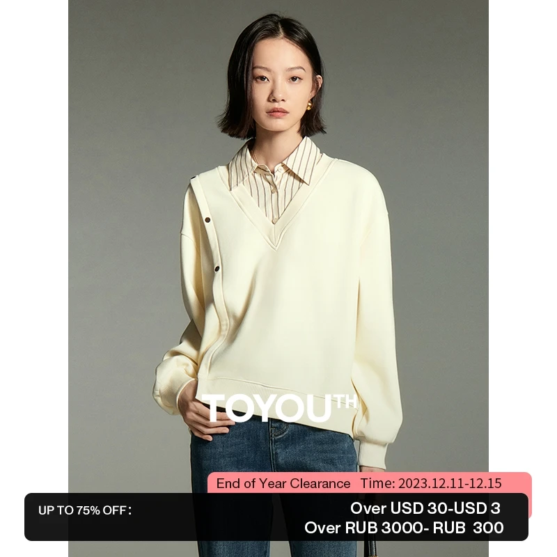 Toyouth Women Fake Two Piece Sweatshirt 2023 Winter Long Sleeve Striped Panel Polo Collar Loose Hoodies Irregular Design Tops
Toyouth Women Fake Two Piece Sweatshirt 2023 Winter Long Sleeve Striped Panel Polo Collar Loose Hoodies Irregular Design Tops