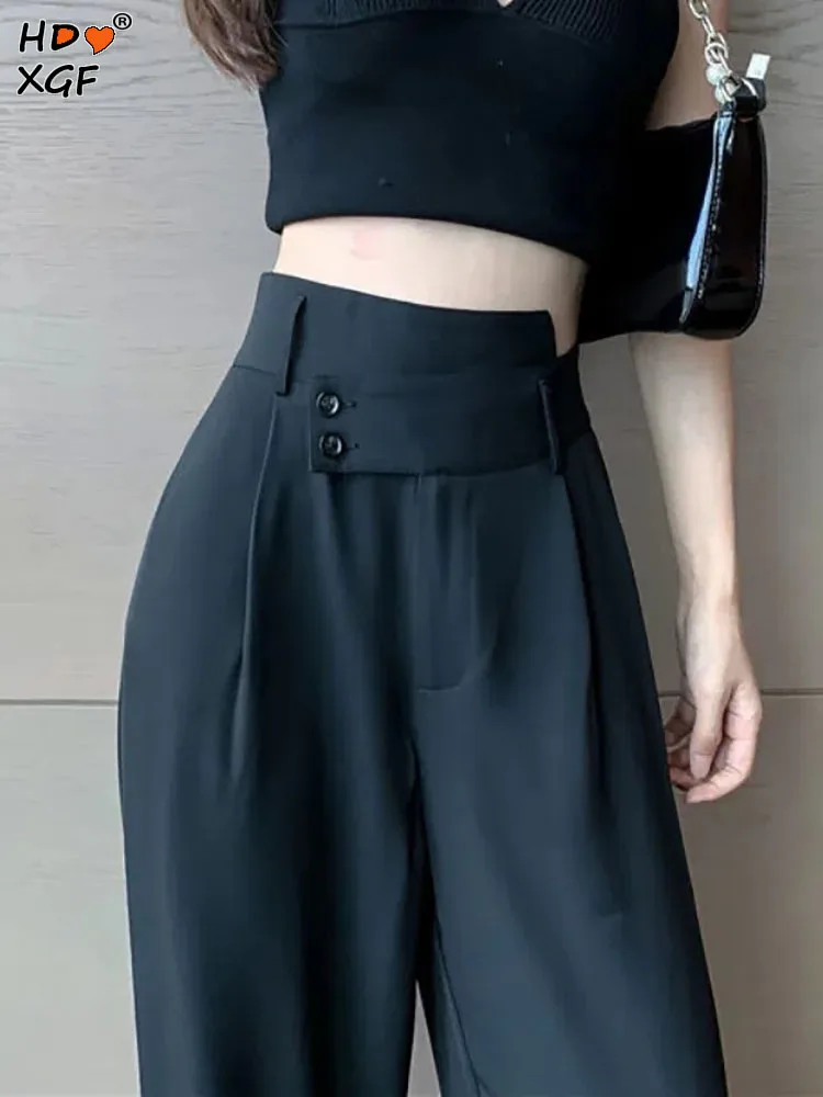 Spring Autumn Black Wide Leg Trousers Fashion Womens Irregular Designer Elastic High Waist Straight Pants Casual All-match Pants
Spring Autumn Black Wide Leg Trousers Fashion Womens Irregular Designer Elastic High Waist Straight Pants Casual All-match Pants
