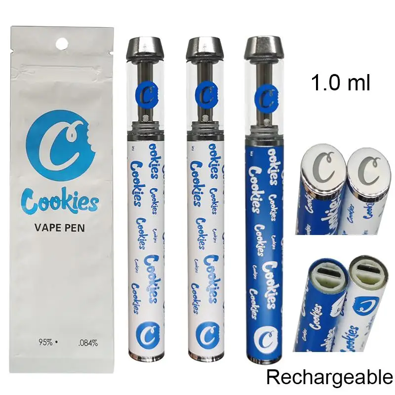 

Rechargeable Cookies Vape Pen Device E Cigarettes 0.8ml D8 Cart Vapes 400mah Thick Oil Vaporizers Pens Screw in Round with Bag