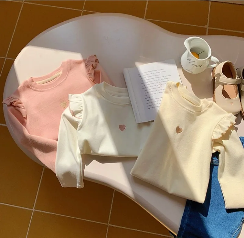 1-8Y طفل الفتيات طويلة الأكمام تي شيرت 2025 الخريف جديد طفل رقيقة المخملية أفخم قاعدة قميص الأطفال الحب المطرزة قميص بلايز 1-8Y طفل الفتيات طويلة الأكمام تي شيرت 2025 الخريف جديد طفل رقيقة المخملية أفخم قاعدة قميص الأطفال الحب المطرزة قميص بلايز