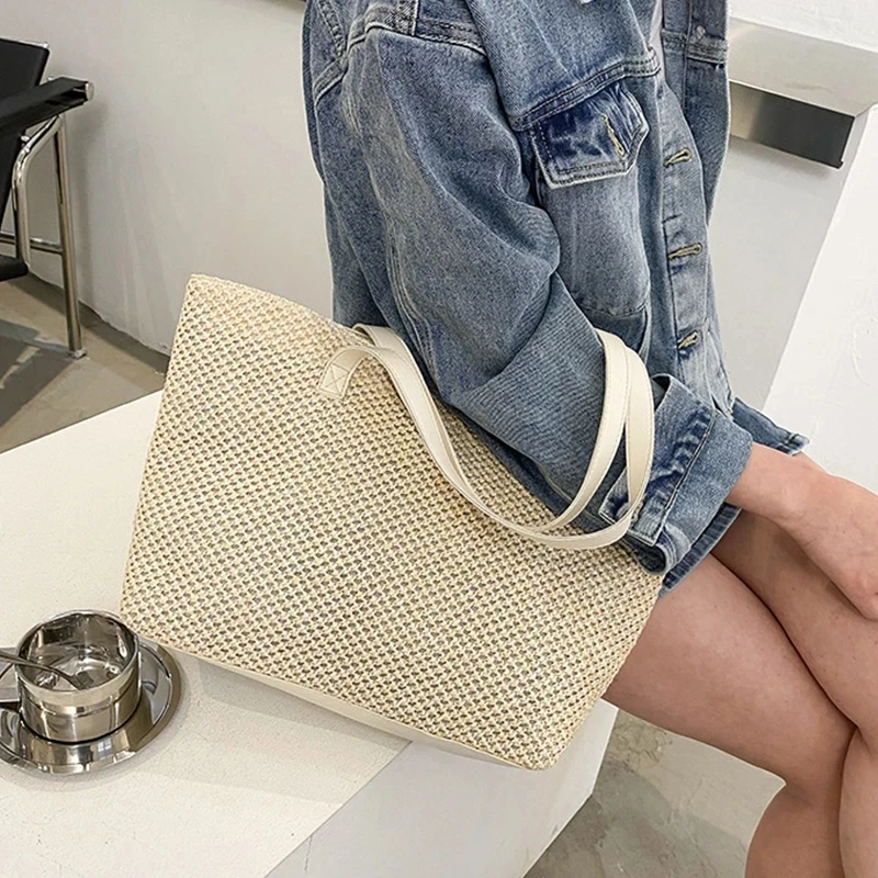 Wicker Woven Beach Shopper - Large Capacity Summer Tote 6 Sbf456fe4f78a4984bd962fe702e57406T
