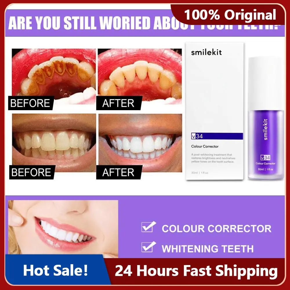 

Teeth Whitening Toothpaste 30ml V34 Tooth Color Corrector Oral Cleaning Care Bright Teeth Tooth Paste Stain Removal Fresh Breath