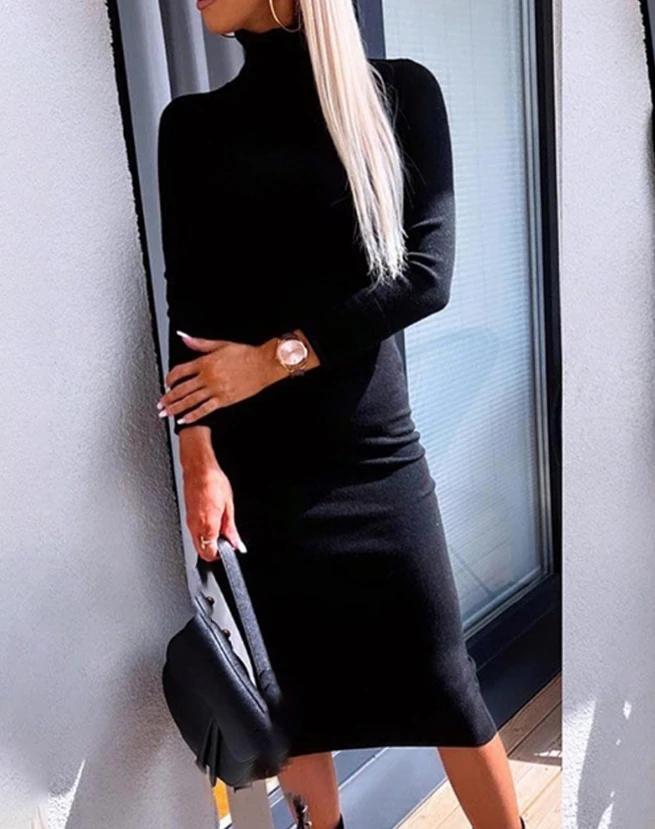 High Neck Knit Long Sleeve Sweater Dresses for Women 2023 Winter New Skinny Daily Casual Slimming Fit Fashionable Commuter Style
High Neck Knit Long Sleeve Sweater Dresses for Women 2023 Winter New Skinny Daily Casual Slimming Fit Fashionable Commuter Style