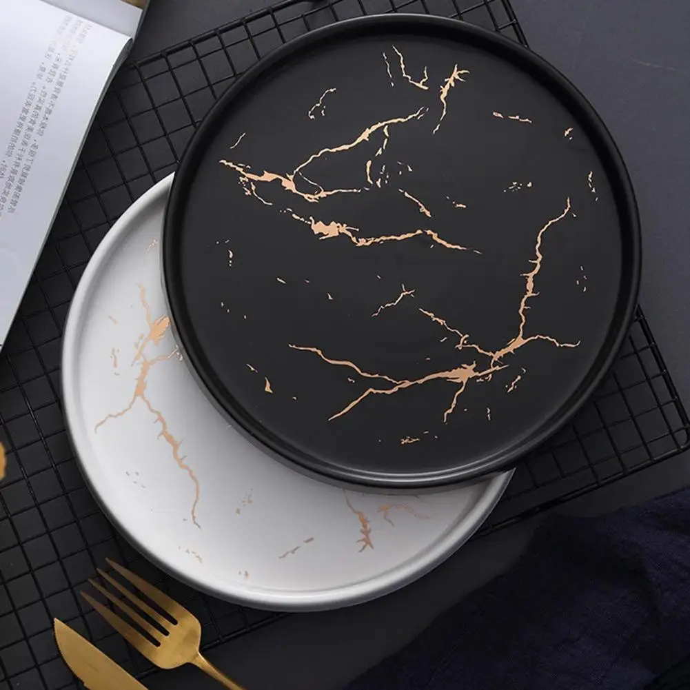 Nordic style marble plate innovation home ceramic western style steak plate black tableware breakfast plate
Nordic style marble plate innovation home ceramic western style steak plate black tableware breakfast plate