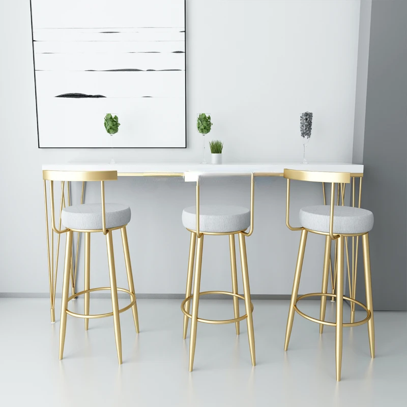 

Скандинавский современный минималистичный простой золотой барный стул, стул со спинкой, барный стул, высокий стул для ресепшн, ресторана, отдыха