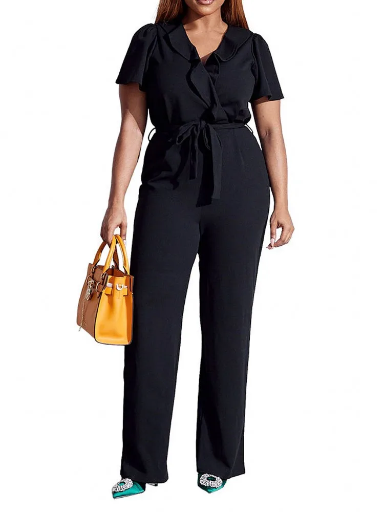 Casual Elegant Women's Jumpsuit Long Pants One Pieces Short Sleeve V Neck Straight Romper Black Jumpsuit Overalls Clothing New
Casual Elegant Women's Jumpsuit Long Pants One Pieces Short Sleeve V Neck Straight Romper Black Jumpsuit Overalls Clothing New