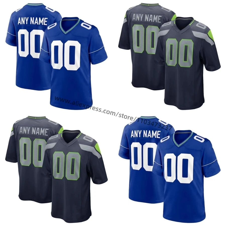 

Wholesale Embroidered Seattle America Football Jersey Name No. 14 DK Metcalf 21 Devon Witherspoon Sports Shirts