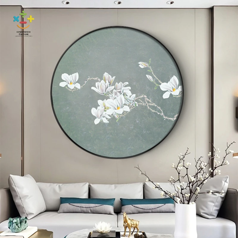 

New Chinese Style round Entrance Painting Corridor Aisle Living Room Sofa Background Wall Mural Restaurant Magnolia Hanging