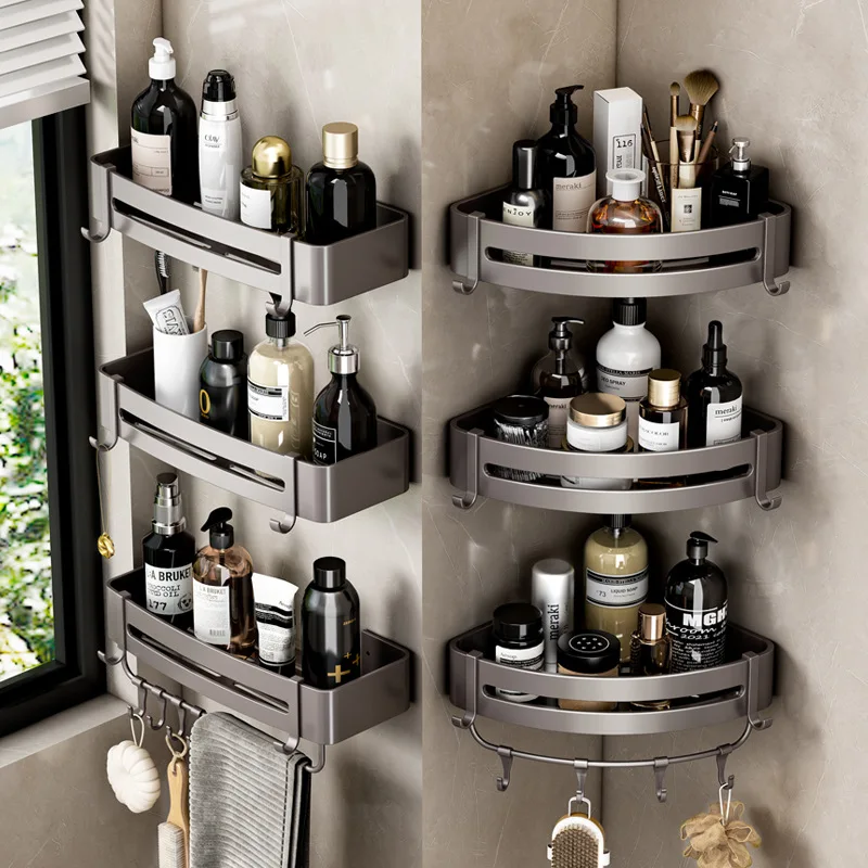 

Bathroom storage rack wall mounted triangular corner storage rack without punching kitchen bathroom accessories shower shelf