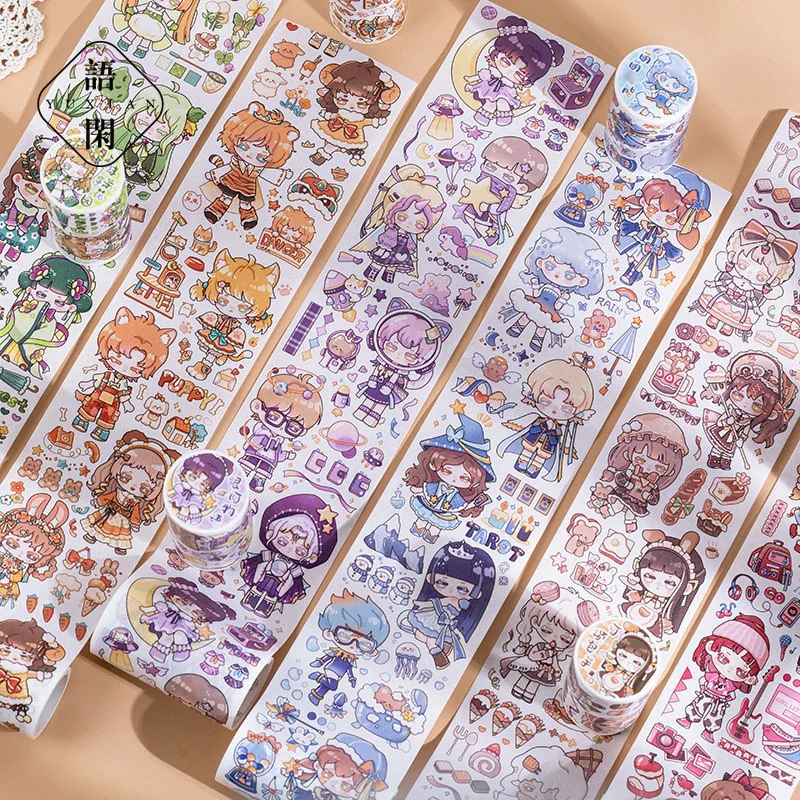 

1 Roll 80cmx3m Oil Washi Masking Tape Girls Stickers Cute Cruise Series Cartoon Chicks Handbook DIY Material Stickers