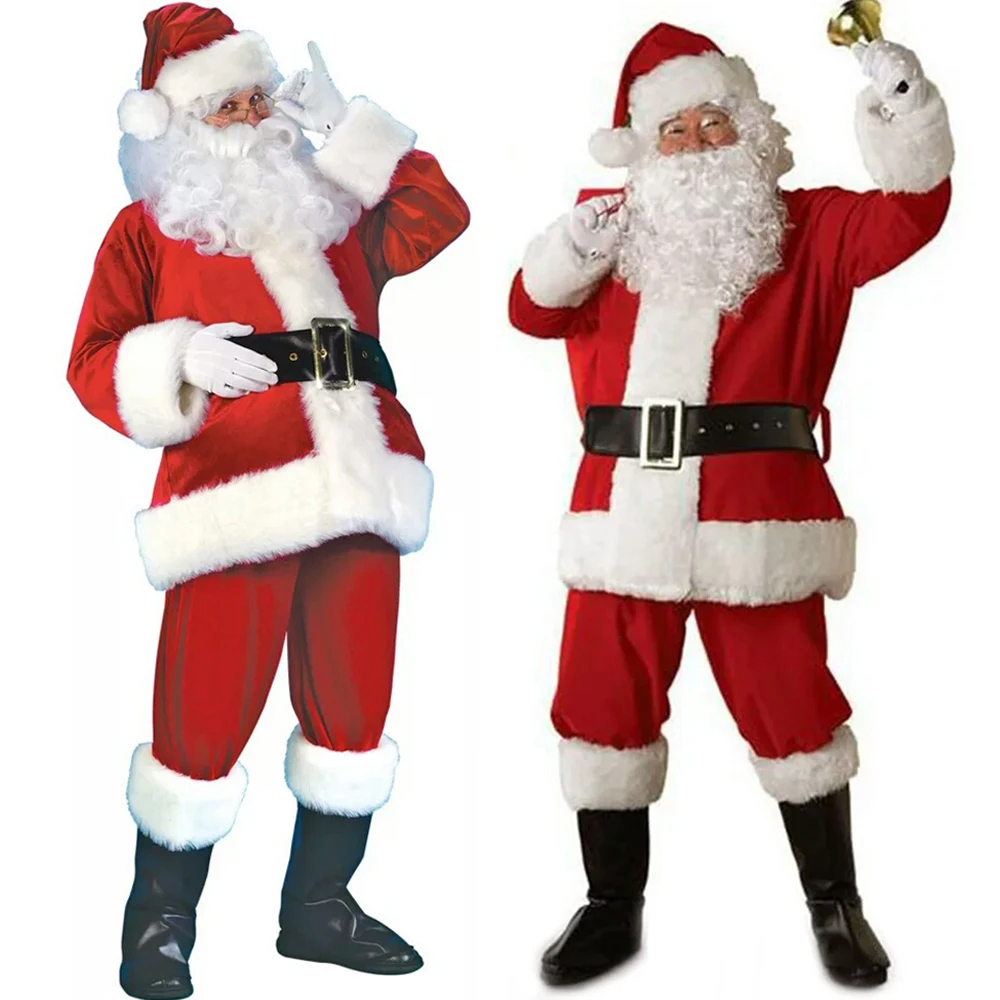 Christmas Santa Claus Cosplay Costume Adult Unisex Classic Red Deluxe Velvet Disguise Suit Xmas New Year Party Outfit
Christmas Santa Claus Cosplay Costume Adult Unisex Classic Red Deluxe Velvet Disguise Suit Xmas New Year Party Outfit