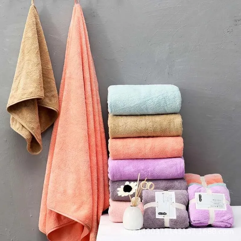 

2pcs Bath Towel And Towels Sets Coral Fleece Absorbent Towel Dry Hair Swimming Microfibre Towels Microfiber Towel Set