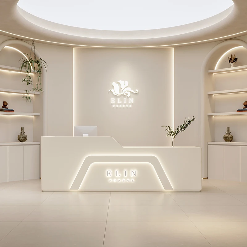 Shop Luxury Reception Desk Podium Counter Barbershop Reception Desk Checkout White Banco Comptoir De Caisse Luxury Furniture 
Shop Luxury Reception Desk Podium Counter Barbershop Reception Desk Checkout White Banco Comptoir De Caisse Luxury Furniture