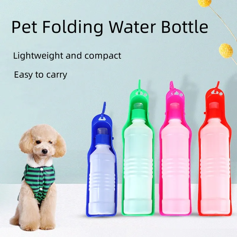 

Water Bowl Pets Water Travel 250ml/500ml Plastic Pet Bowls Water Foldable Bottle Dog Dog Feeder Bottle Portable Outdoor Drinking