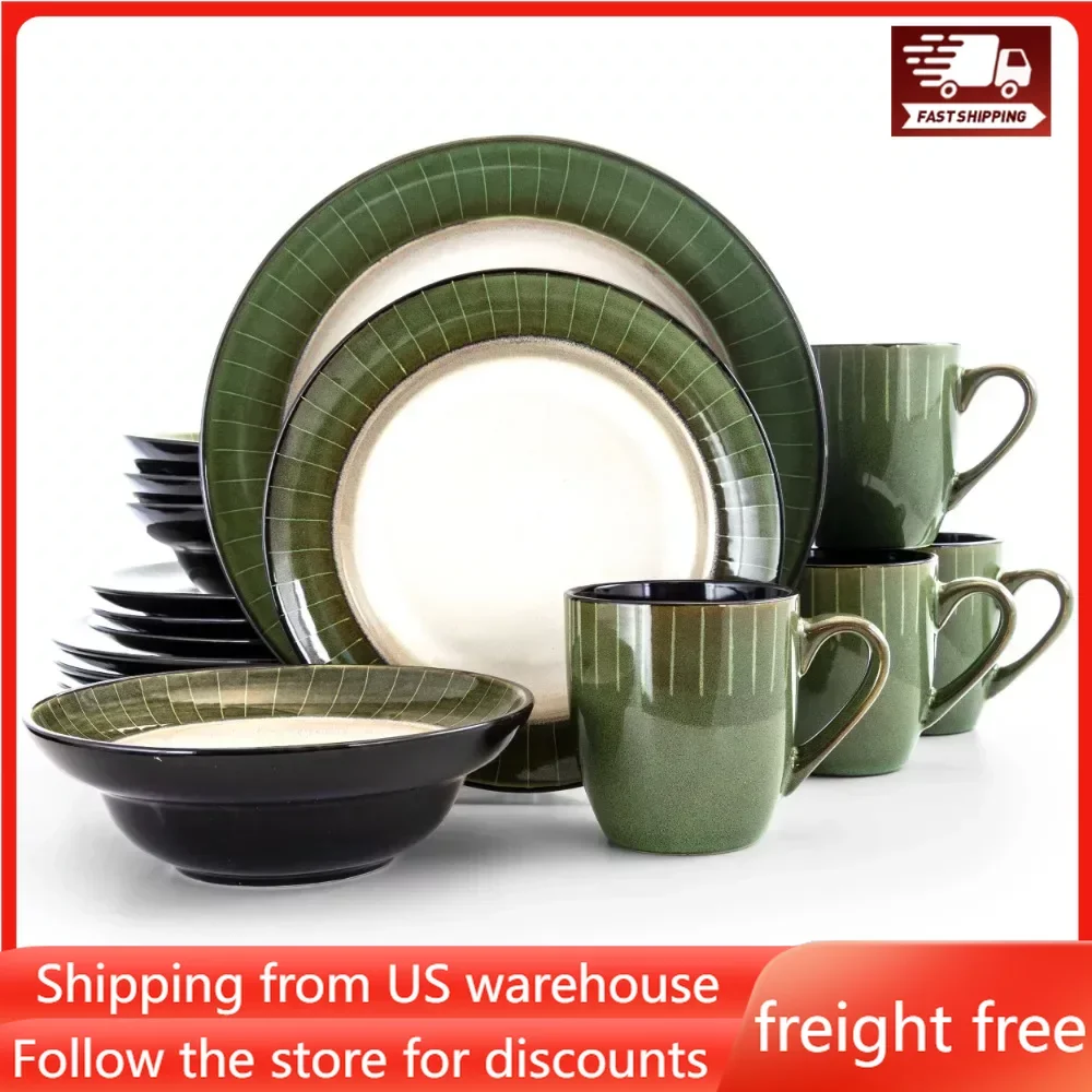 

Food Plate Free Shipping Dish 16 Piece Stoneware Dinnerware Set Ceramic Dishes to Eat Tableware Set of Plates Dinner Sets Dining