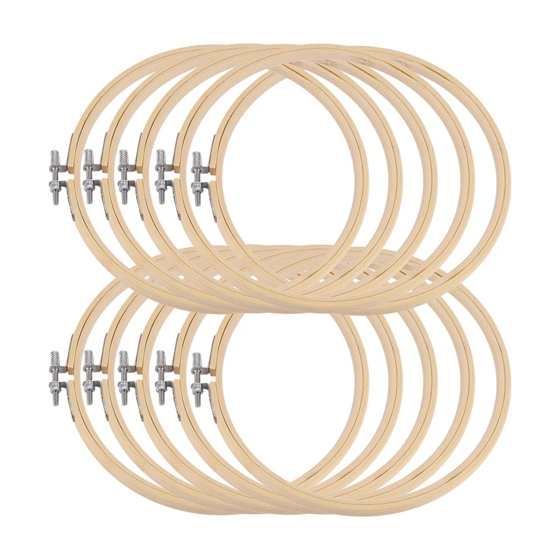 

50 Pieces 6.7Inch 17Cm Round Wooden Embroidery Hoops Set Bulk Wholesale Adjustable Bamboo Circle Cross Stitch Hoop Ring
