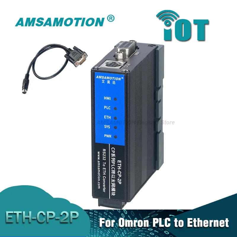 

AMSAMOTION ETH-CP-2P Ethernet Extension Programming Module Serial RS232 Converter Suitable for Omron CP1E CP1L CP1H Series PLC